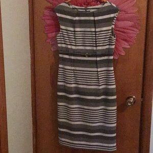 gray and white dress